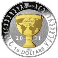 Image 2 for 2011 Presidents Cup Gold Plated Silver $10 Proof