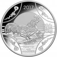 Image 2 for 2017 Lunar Year of the Rooster $10.00 5oz Silver Proof Coin