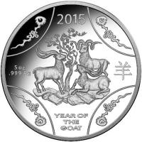 Image 2 for 2015 Lunar Year of the Goat $10.00 5oz Silver Proof Coin