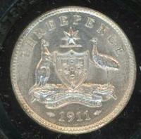 Image 1 for 1911 Australian Threepence gEF