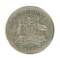 Image 1 for 1933-34 Overdate Threepence (B) VG