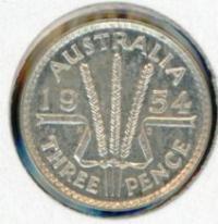 Image 1 for 1954 Australian Threepence - aUNC
