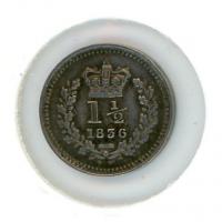 Image 1 for 1836 British Three Halfpence Silver Coin EF