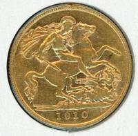 Image 1 for 1910 UK Gold Half Sovereign