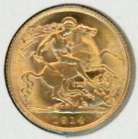 Image 1 for 1914 UK Gold Half Sovereign
