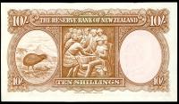 Image 2 for 1960's New Zealand Ten Shilling Note 8C 371728 gVF