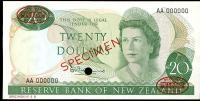Image 1 for 1967 New Zealand Specimen Twenty Dollar - Fleming AA 000000 UNC