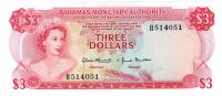 Image 1 for 1968 Bahamas Three Dollar Note gEF B514051
