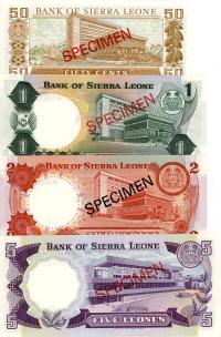 Image 2 for 1978 Sierra Leone Set of 4 Specimen Notes UNC 50,1,2,5