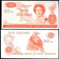 Image 1 for 1980 New Zealand Uniface Colour Trial Five Dollar - UNC and Rare