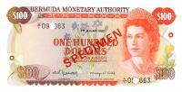 Image 1 for 1982 Bermuda $100 Specimen Note UNC
