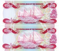 Image 2 for 1984 Bahamas Consecutive Pair three Dollar Note UNC A535341-42