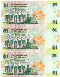 Image 2 for 2008 Bahamas Consecutive Trio One Dollar Note UNC AM5 12368-70