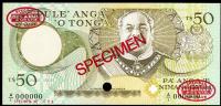 Image 1 for 1988 Tonga Specimen Fifty Pa'anga A1 000000 UNC