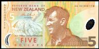 Image 1 for 2003 New Zealand $5 Banknote First Prefix AA03 003170 UNC