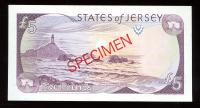Image 2 for 1989 Jersey Five Pound Specimen Banknote UNC
