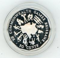 Image 1 for 1989 Silver Proof Fifty Cents In Capsule - 1982 Commonwealth Games Design