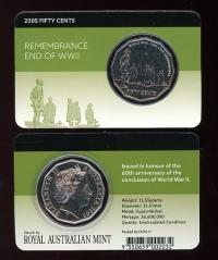 Image 1 for 2005 Remembrance Fifty Cent Uncirculated on DCPL Card