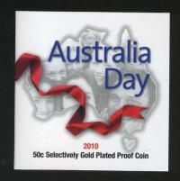 Image 1 for 2010 Australia Day Fifty Cent Selectively Gold Plated Silver Proof