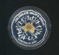 Image 2 for 2010 Australia Day Fifty Cent Selectively Gold Plated Silver Proof