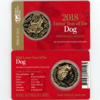 Image 1 for 2018 Lunar Year of the Dog Gold Plated Berlin Fair Issue