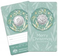 Image 1 for 2020 Christmas .50c UNC Coin - Green Card Decoration