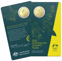 Image 1 for 2020 Australian Olympic Team Gold Plated Fifty Cent Uncirculated Coin
