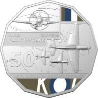 Image 1 for 2021 Centenary of the Air Force - P40 Kitty Hawk Coloured Fifty Cent Coin on Card