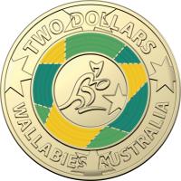 Image 2 for 2019 Australian Coloured $2.00 Wallabies Rugby Australia