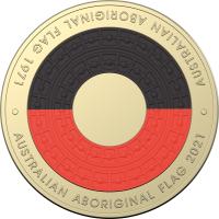 Image 1 for 2021 $2 50th Anniversary of the Aboriginal Flag Design AlBr Colour Circulating Coin RAM Roll in protective tube