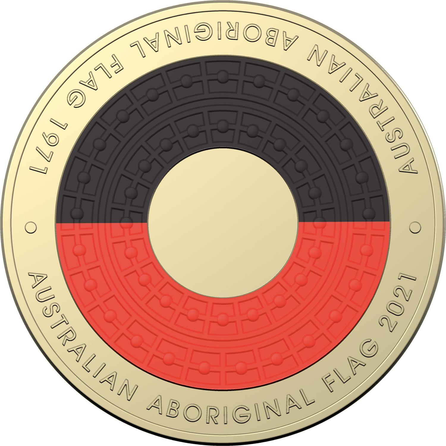 Thumbnail for 2021 $2 50th Anniversary of the Aboriginal Flag Design AlBr Colour Circulating Coin RAM Roll in protective tube